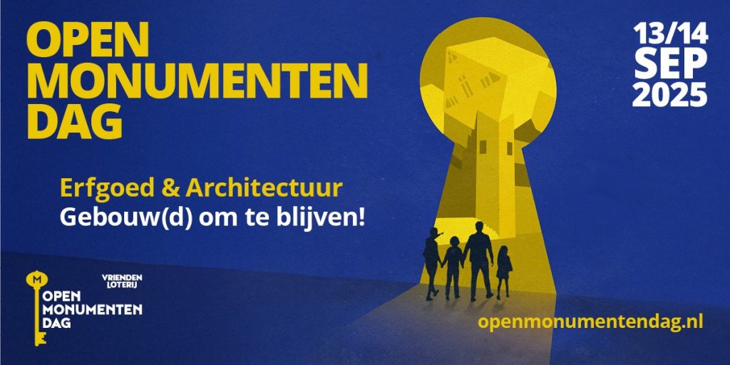 Het campagnebeeld van de Open Monumentendag - Erfgoed & Architectuur 2025 ter illustratie.
